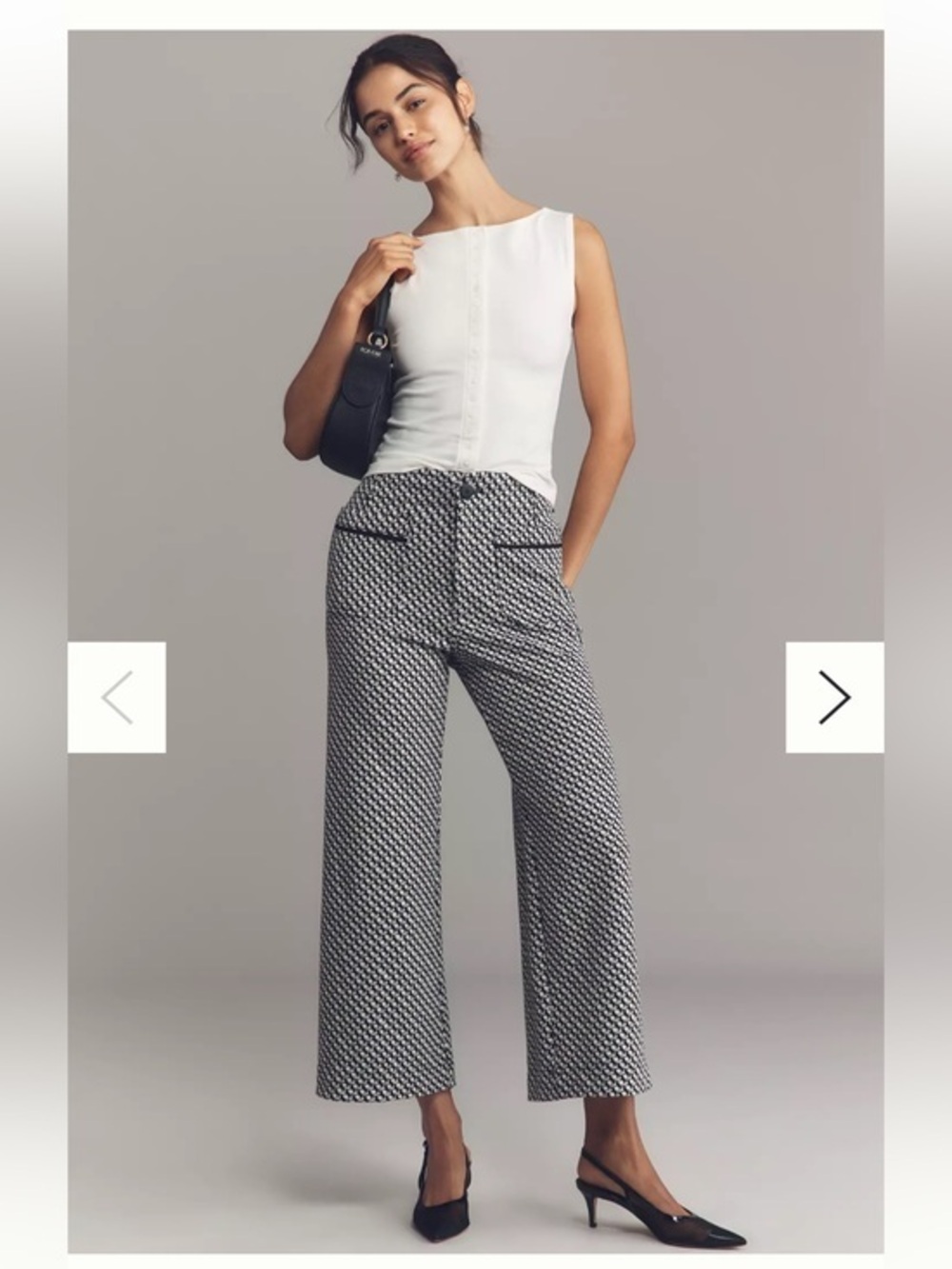 Maeve Black & White Wide-Leg Printed Trousers